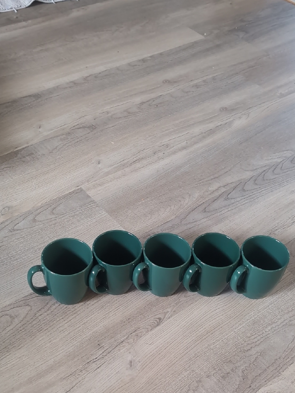 Corelle Teal Green Ceramic Coffee Mugs - Set of 5